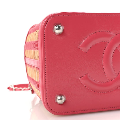 Chanel Glazed Calfskin Raffia Vanity Case Bag Pink 9 of 10