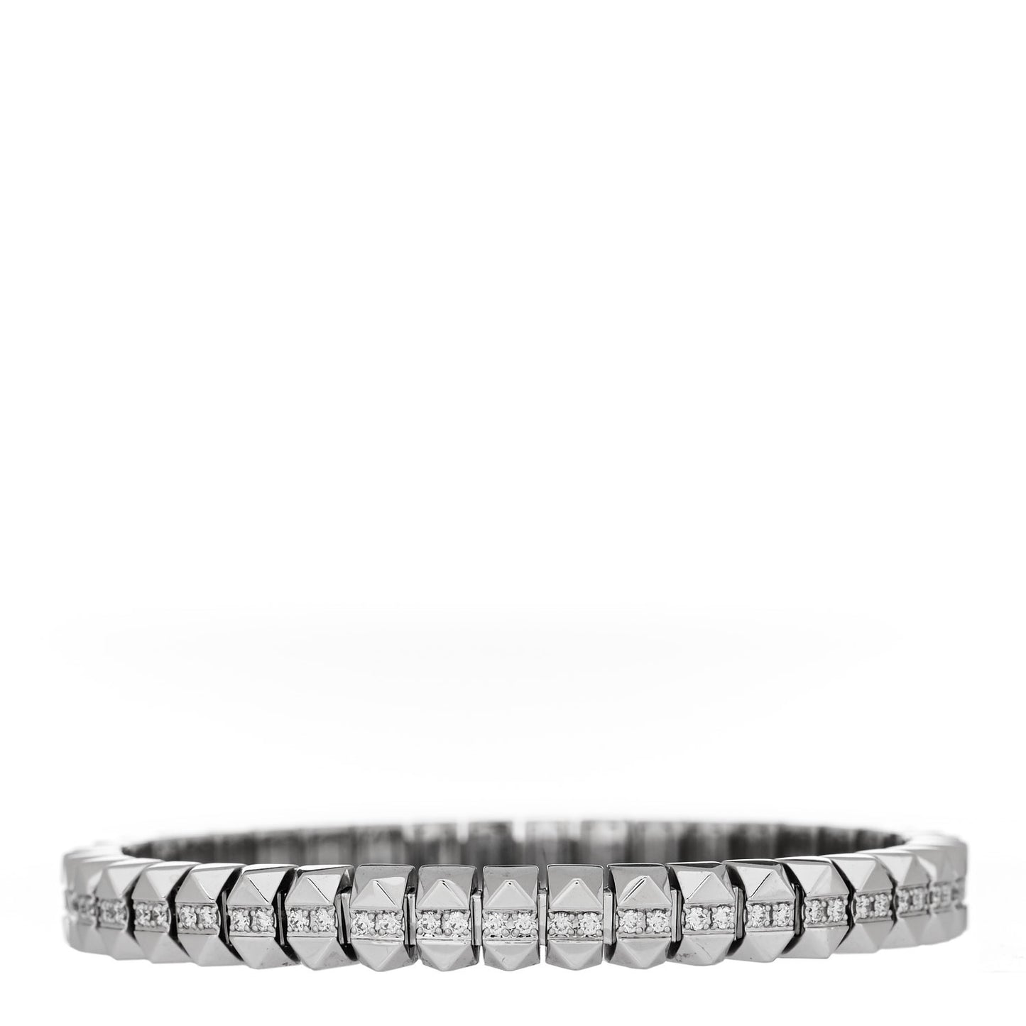 18K White Gold Diamond Obelisco Flexible Bangle Bracelet