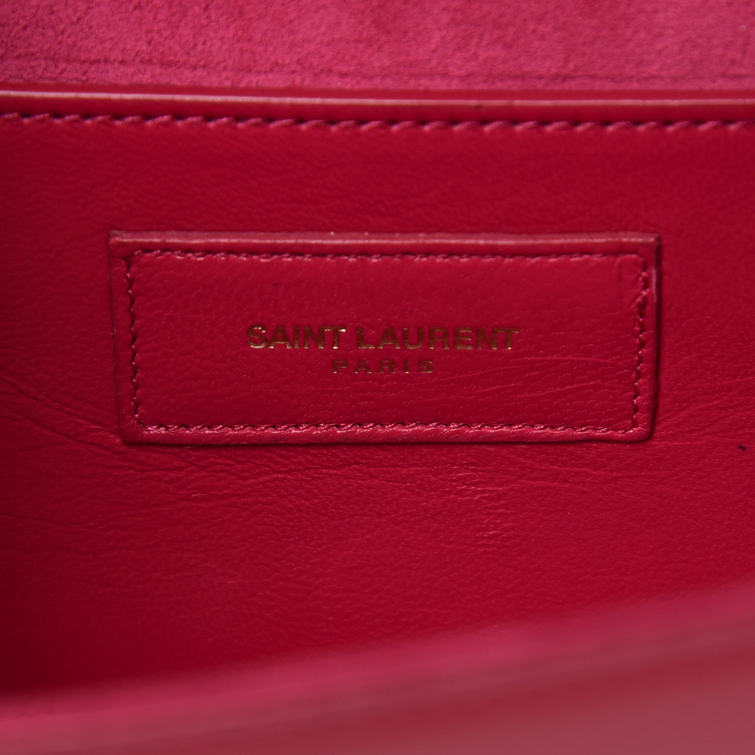 Saint Laurent Patent Grain De Poudre Classic Monogram Cassandre Clutch Fuchsia 6 of 11