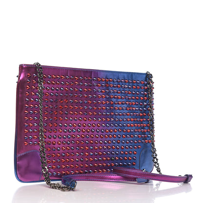Christian Louboutin Patent Scarabe Loubiposh Spikes Chain Clutch Rose Digitale 3 of 11