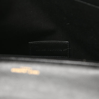 Saint Laurent Grain De Poudre Textured Mixed Matelasse Triquilt Monogram Clutch Black 7 of 7