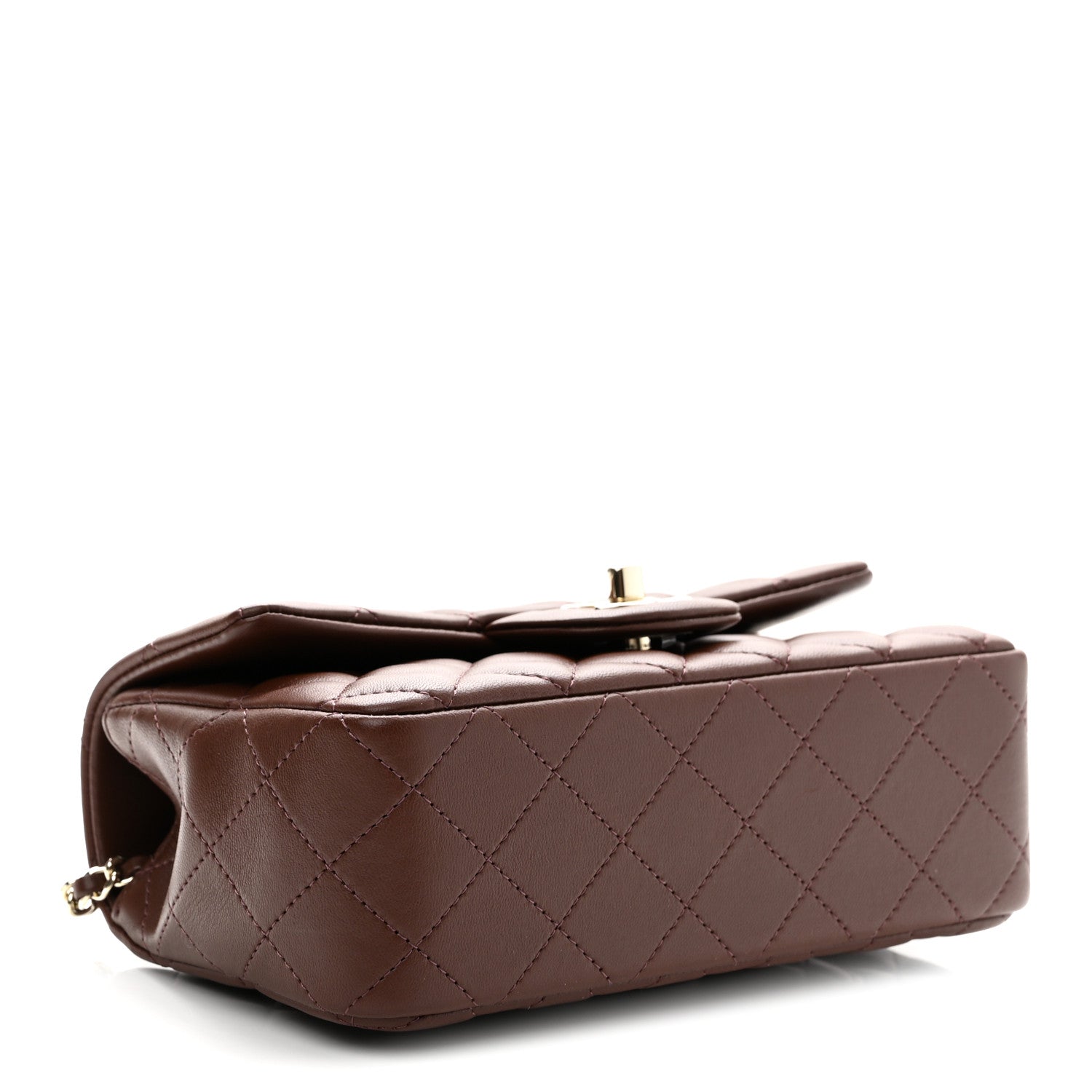 Chanel Lambskin Quilted Mini Top Handle Rectangular Flap Dark Brown 4 of 10