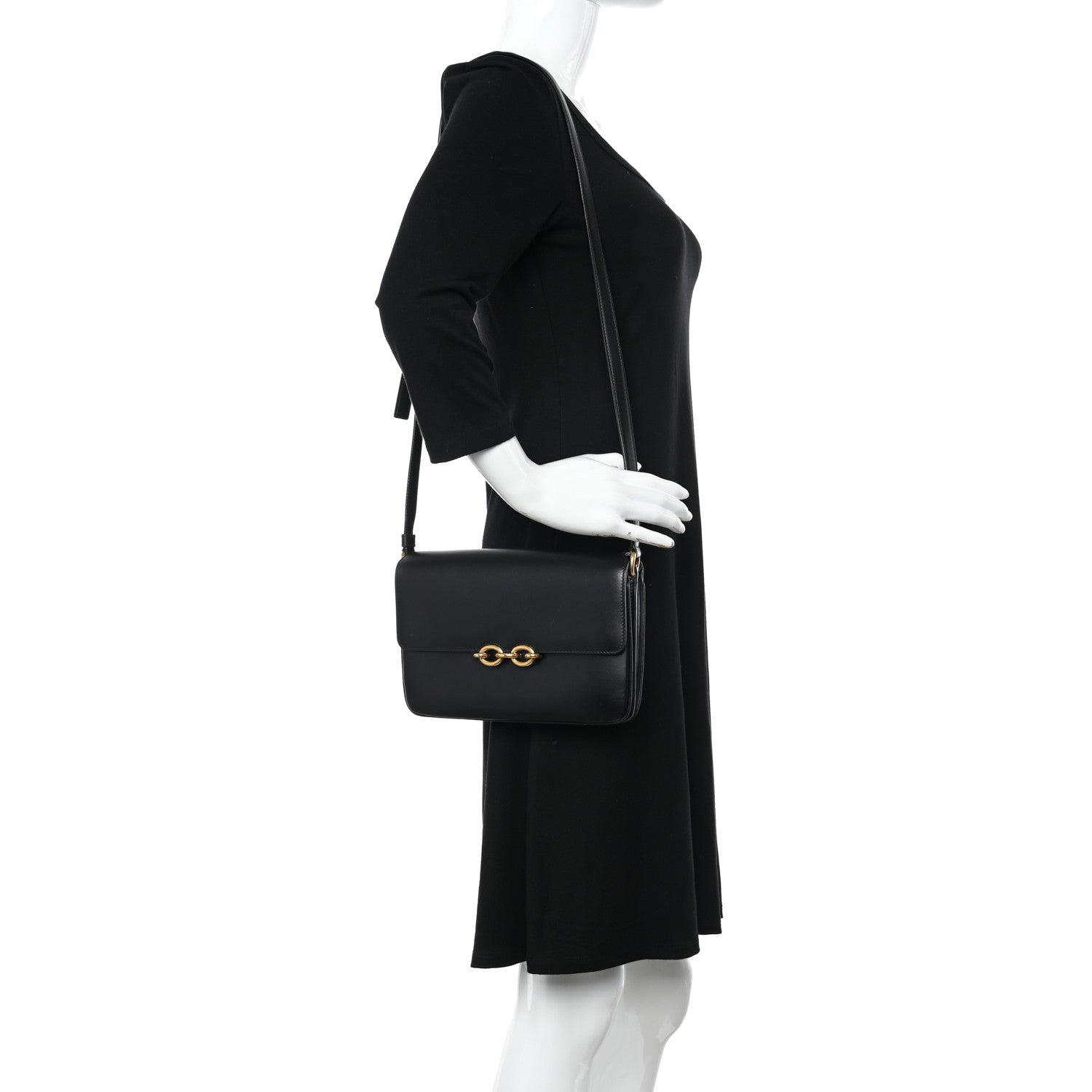 Saint Laurent Smooth Calfskin Le Maillon Satchel Black 2 of 11