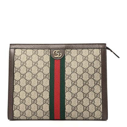 Gucci GG Supreme Monogram Web Ophidia Pouch Brown 1 of 11