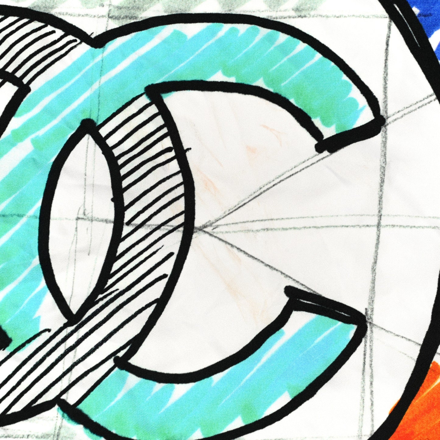 Silk CC Logo Square Scarf White Multicolor