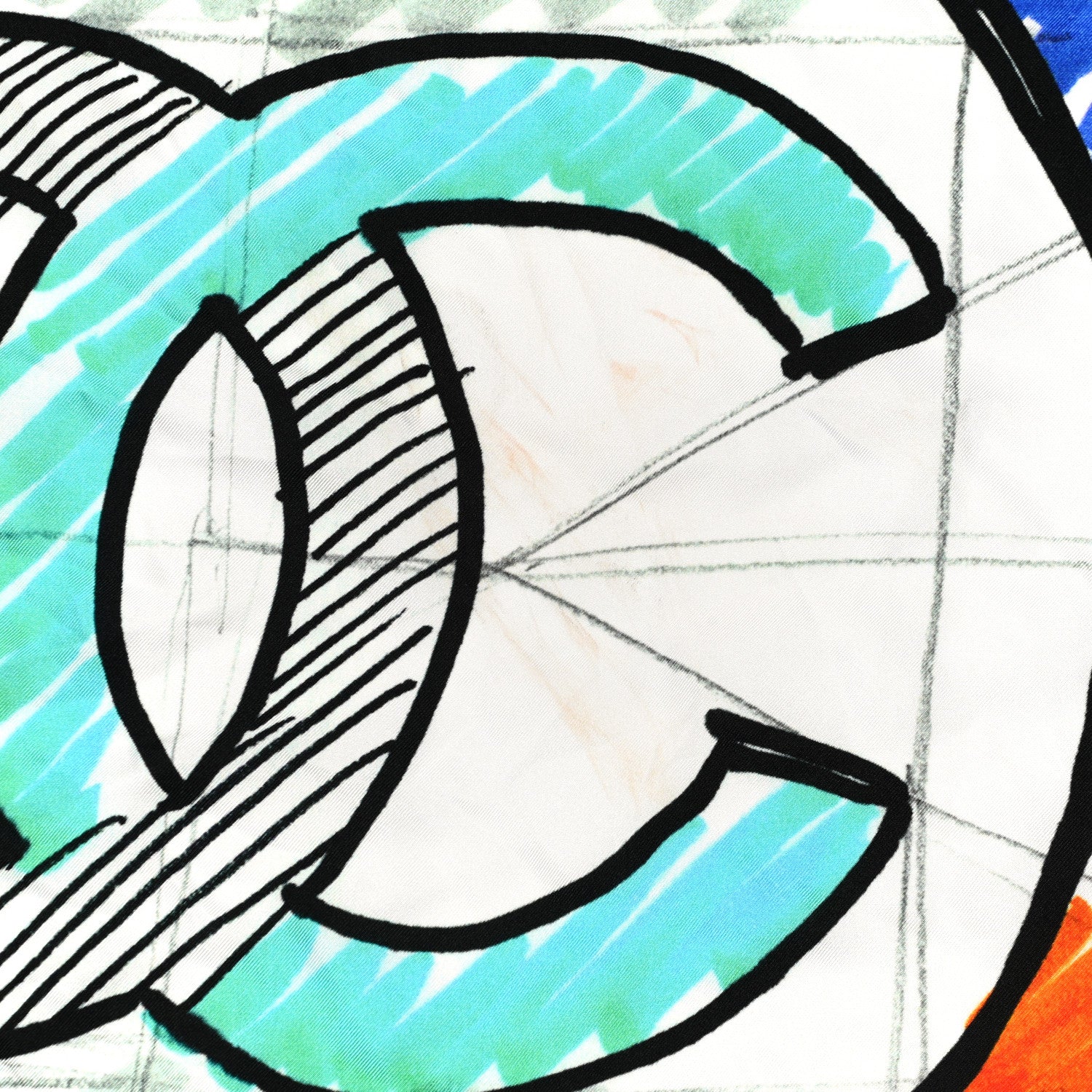 Chanel Silk CC Logo Square Scarf White Multicolor 4 of 4