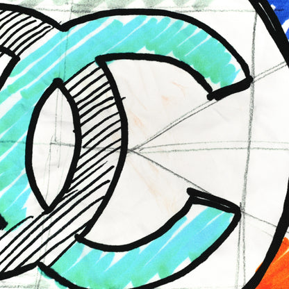 Chanel Silk CC Logo Square Scarf White Multicolor 4 of 4