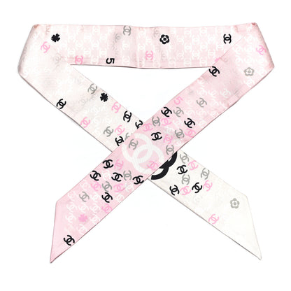 Chanel Silk CC Slim Bandeau Pink Ecru Black 1 of 3