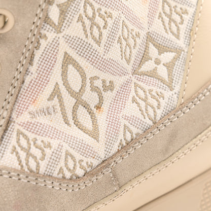Louis Vuitton Suede Calfskin Jacquard Since 1854 Laureate Platform Desert Boots 37.5 Beige 12 of 15