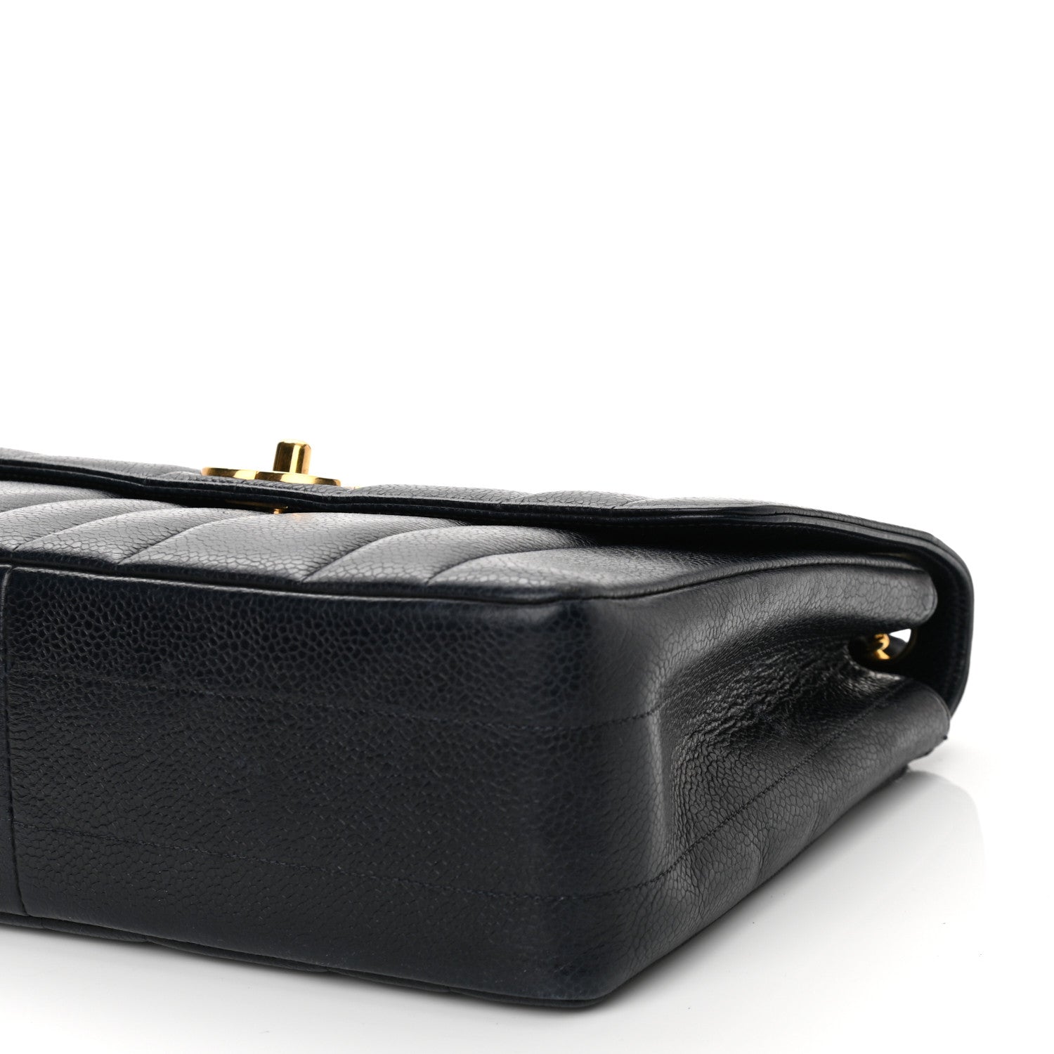 Chanel Caviar Vertical Quilted Small Single Flap Dark Blue 10 of 12