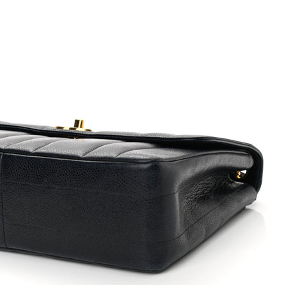 Chanel Caviar Vertical Quilted Small Single Flap Dark Blue 10 of 12