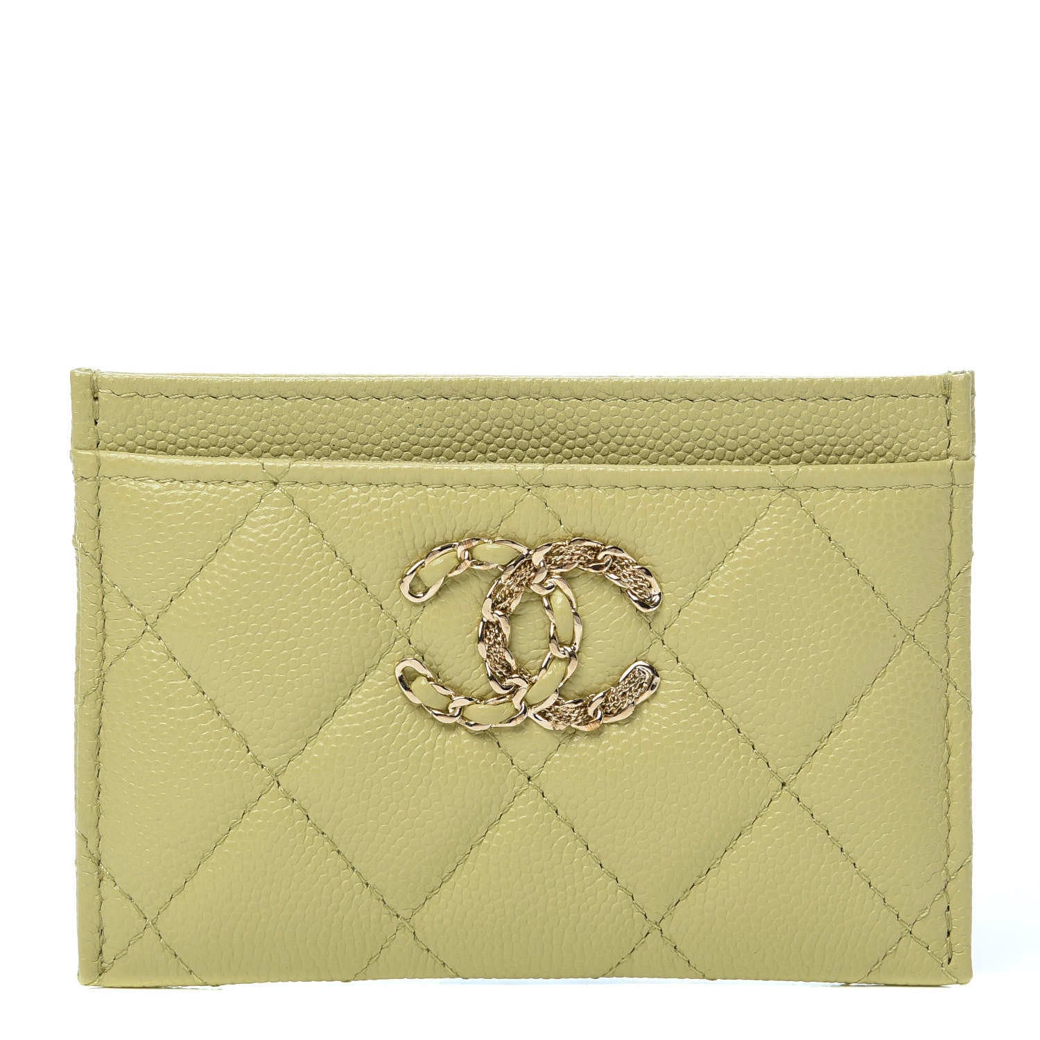 Chanel Caviar Quilted French New Wave Card Holder Light Green 1 of 9