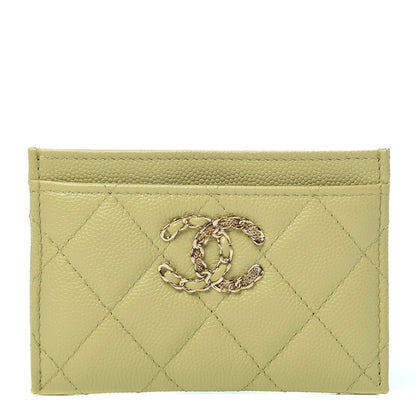 Chanel Caviar Quilted French New Wave Card Holder Light Green 1 of 9