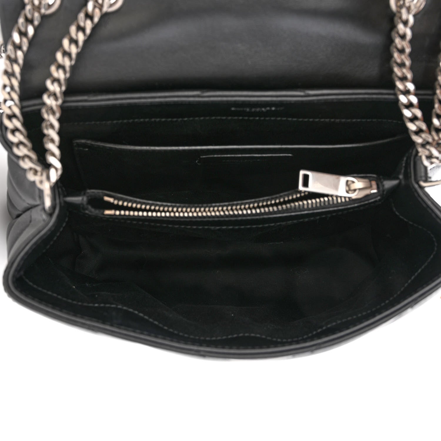 Saint Laurent Calfskin Y Quilted Monogram Small Loulou Chain Satchel Black 4 of 11