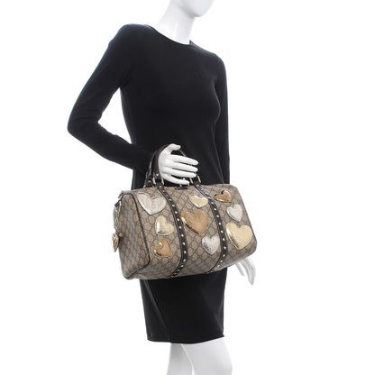 Gucci Monogram Guccissima Hearts Studded Medium Joy Boston Dark Brown 2 of 8
