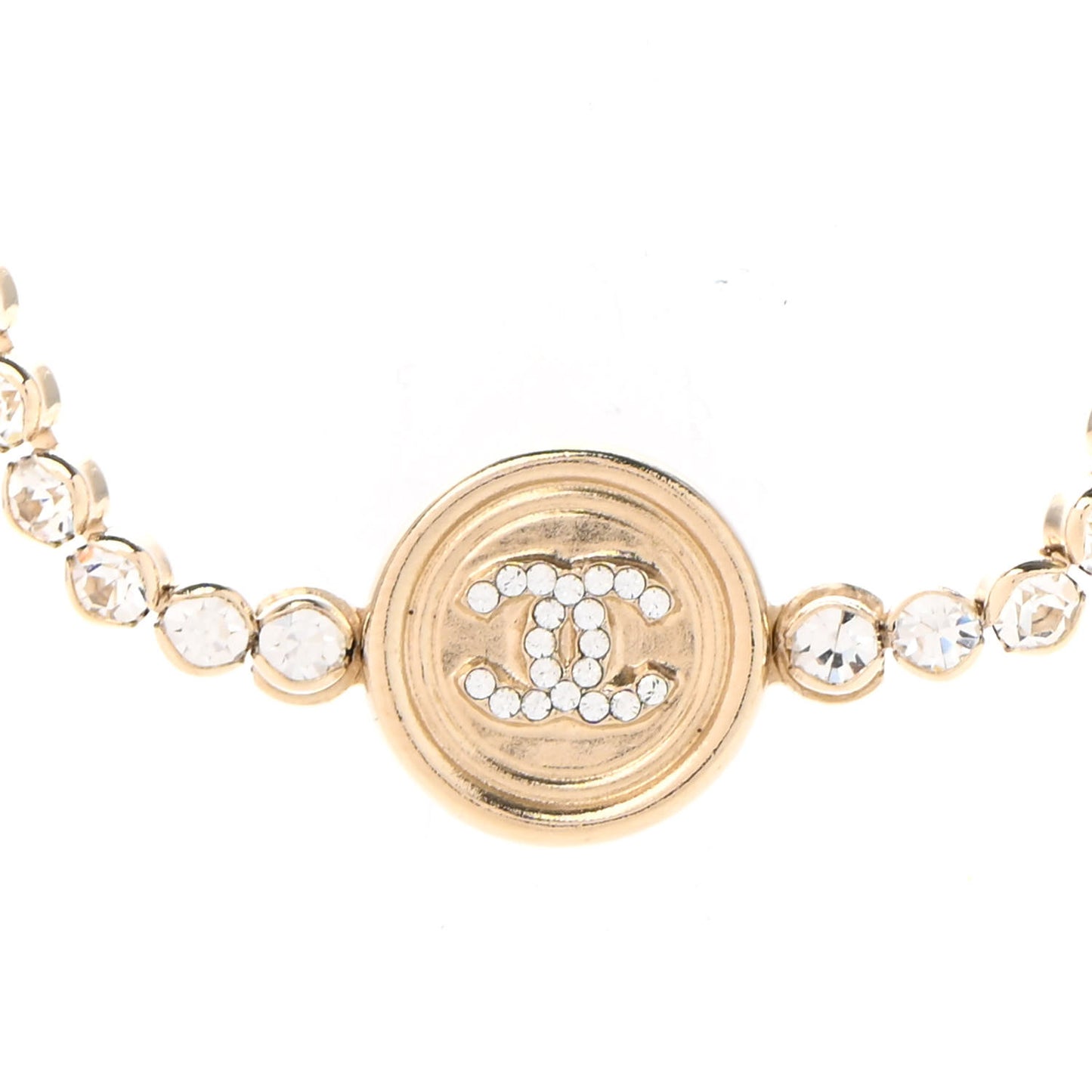 Crystal CC Chain Short Necklace Gold