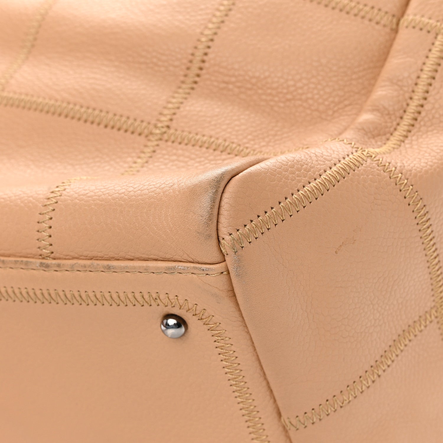 Chanel Caviar Square Stitched Bowler Beige 10 of 19
