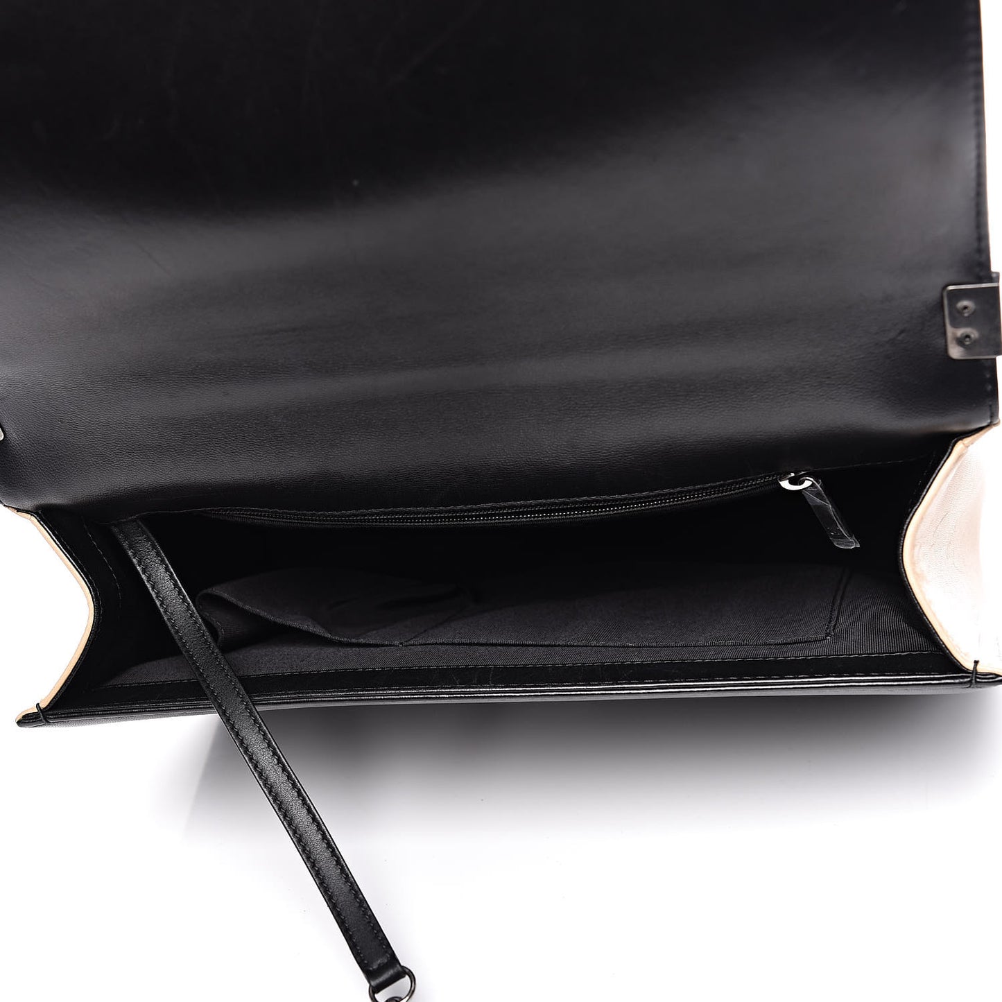 Lambskin Quilted Large Boy Flap Beige Black