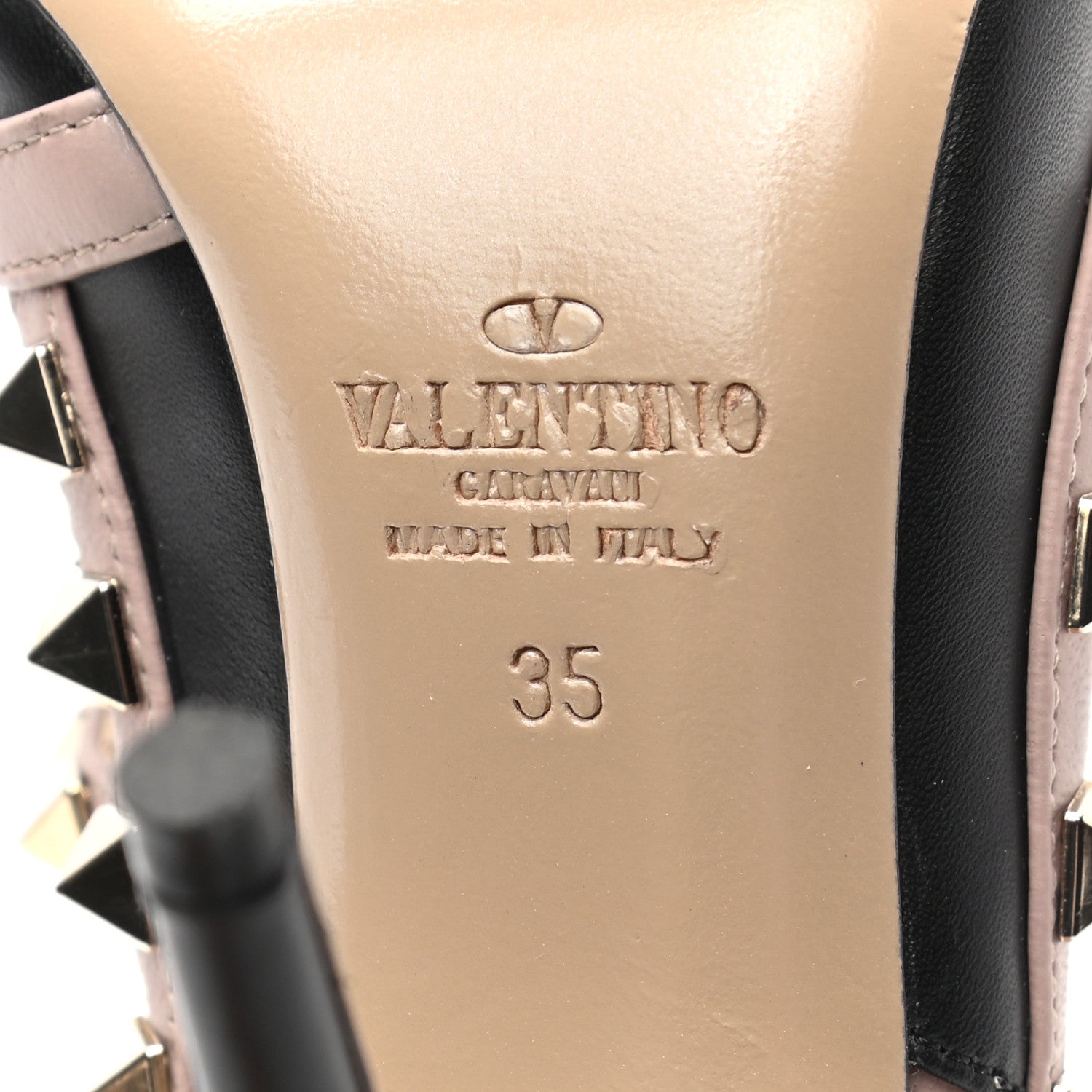 Valentino Garavani Nappa Rockstud Ankle Strap Pumps 35 Black Poudre 6 of 9