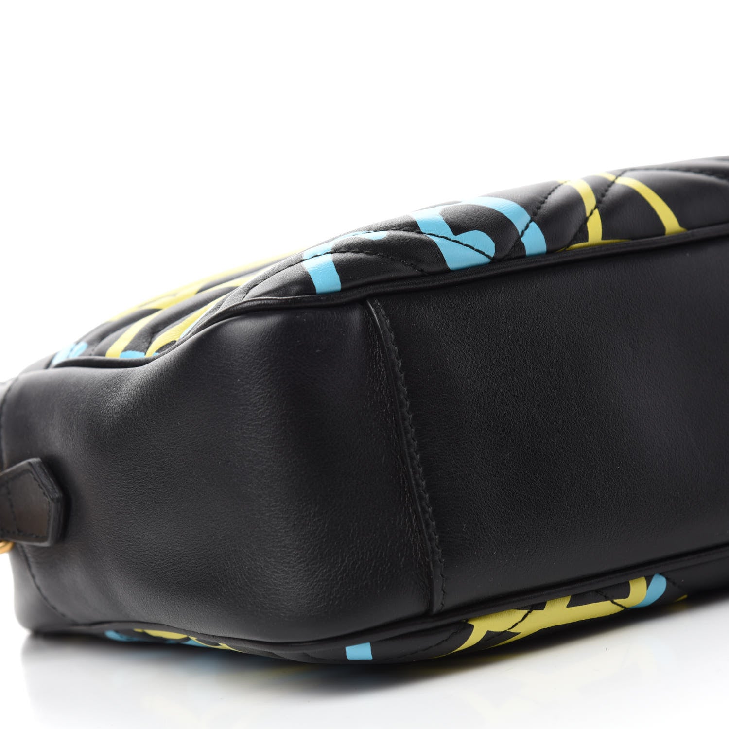 Gucci Calfskin Matelasse GucciGhost Medium GG Marmont Chain Shoulder Bag Black New Acquamarine 6 of 11