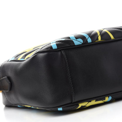 Gucci Calfskin Matelasse GucciGhost Medium GG Marmont Chain Shoulder Bag Black New Acquamarine 6 of 11