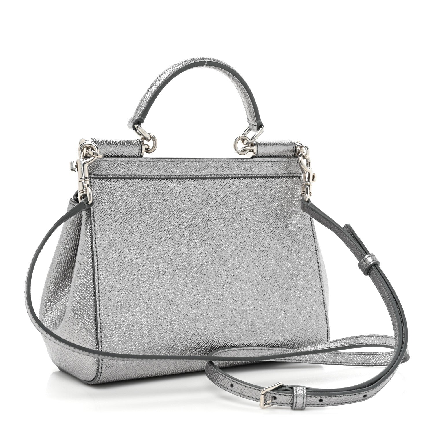 Dolce & Gabbana Metallic Dauphine Mini Miss Sicily Satchel Argento 4 of 11
