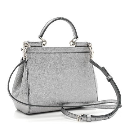 Dolce & Gabbana Metallic Dauphine Mini Miss Sicily Satchel Argento 4 of 11