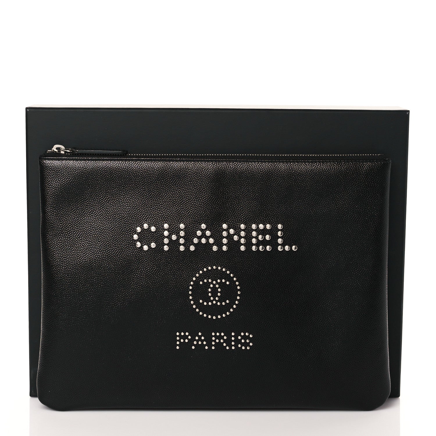 Chanel Caviar Studded Medium Deauville Pouch Black 11 of 11