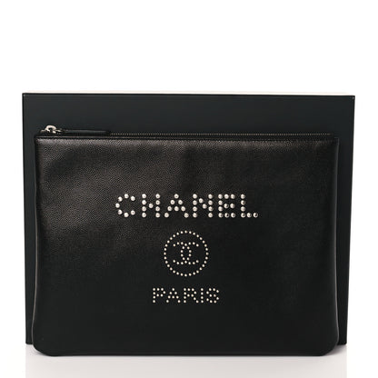 Chanel Caviar Studded Medium Deauville Pouch Black 11 of 11