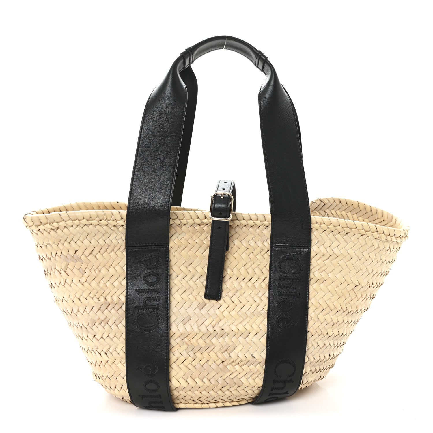 Chloe Raffia Smooth Calfskin Medium Sense Basket Black 1 of 12