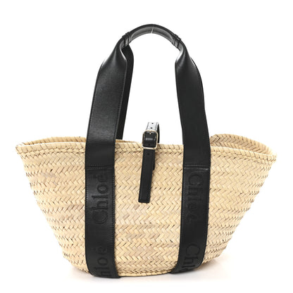 Chloe Raffia Smooth Calfskin Medium Sense Basket Black 1 of 12