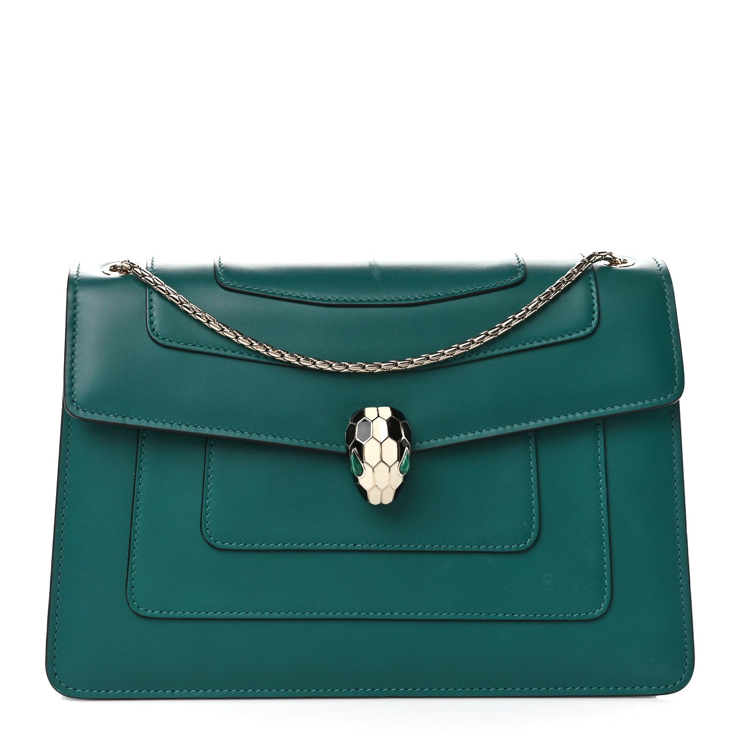 Bulgari Calfskin Serpenti Forever Shoulder Bag Emerald Green 3 of 15