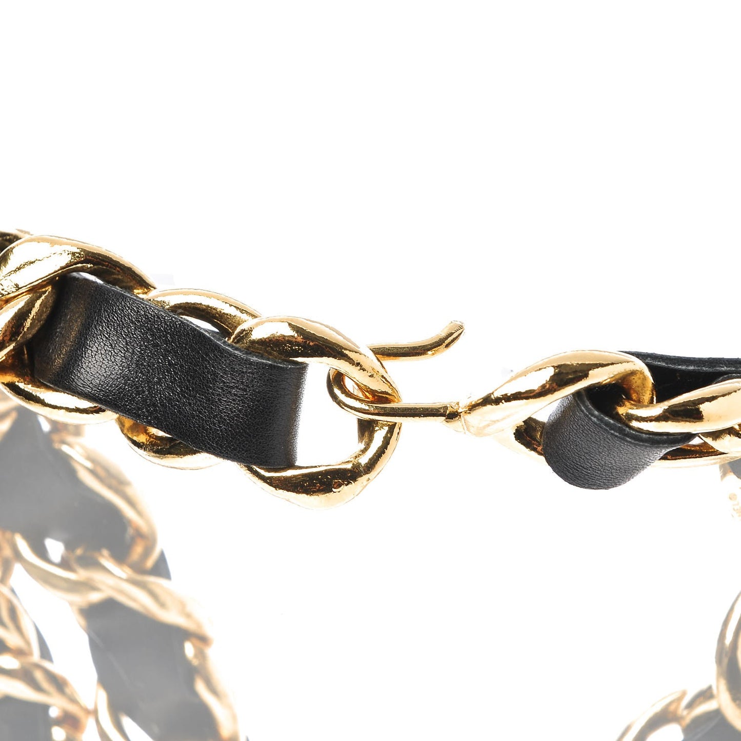 Lambskin Chain Necklace Gold Black