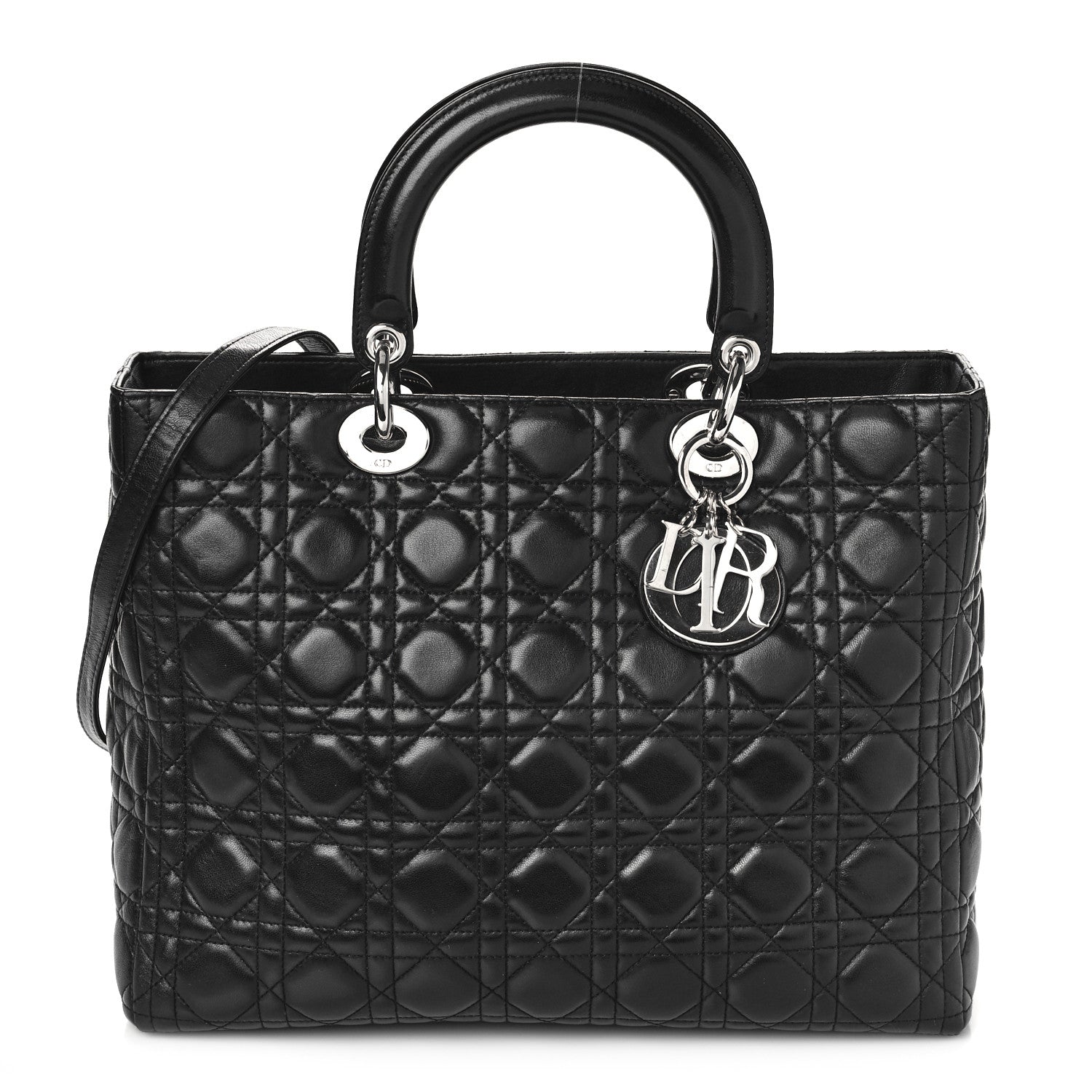 Christian Dior Lambskin Cannage Large Lady Dior Black 1 of 8