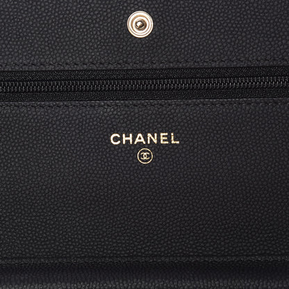 Chanel Caviar Chevron Quilted Wallet On Chain WOC Black 8 of 10