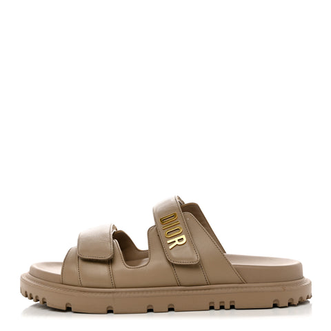 Lambskin Dioract 10mm Slide Sandals 37 Beige