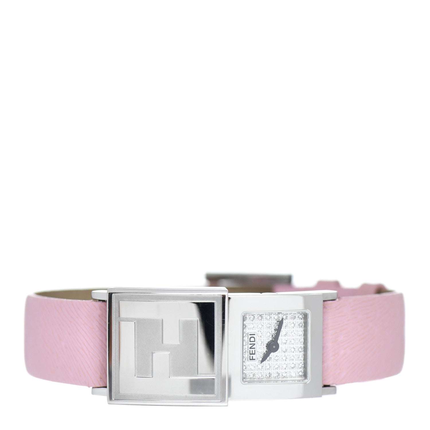 Fendi Stainless Steel Calfskin Diamond Pave 18mm Quartz Watch 2 of 5
