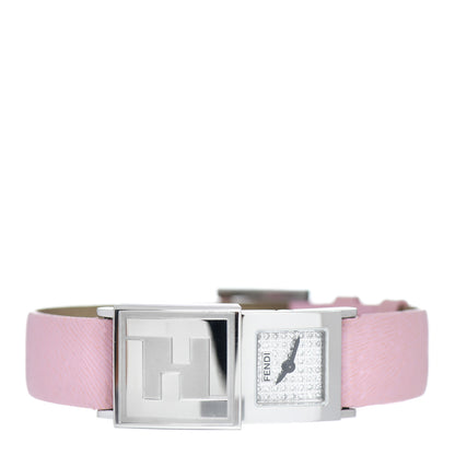 Fendi Stainless Steel Calfskin Diamond Pave 18mm Quartz Watch 2 of 5