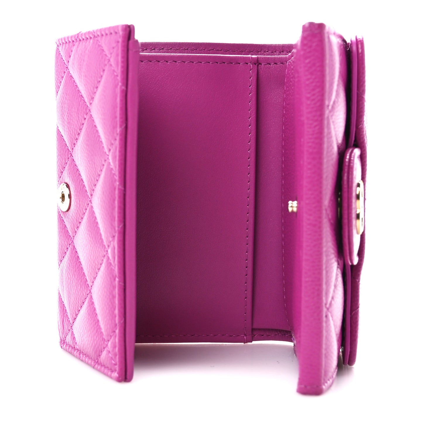 Caviar Quilted Double Flap Wallet Purple