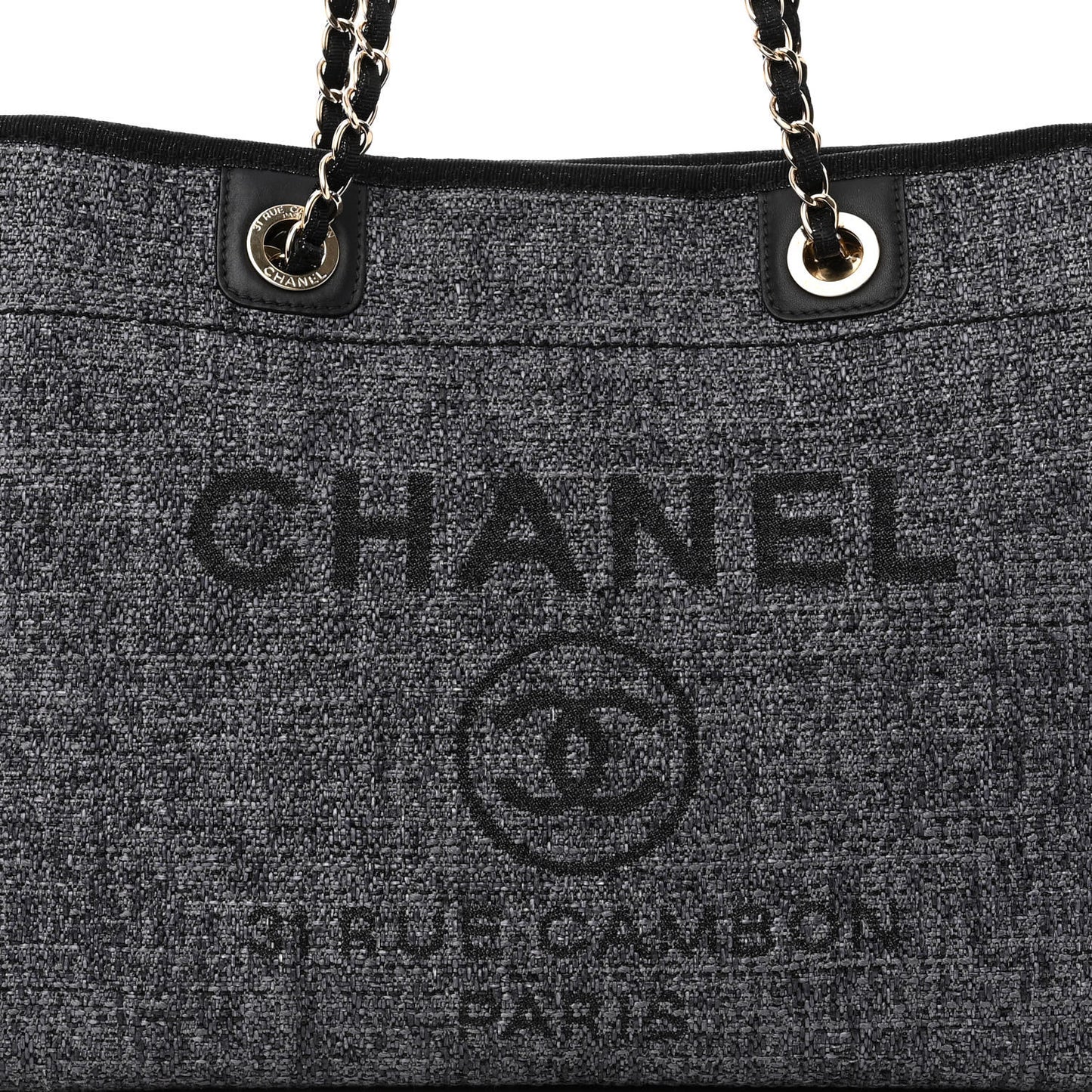 Lurex Boucle Small Deauville Tote Black
