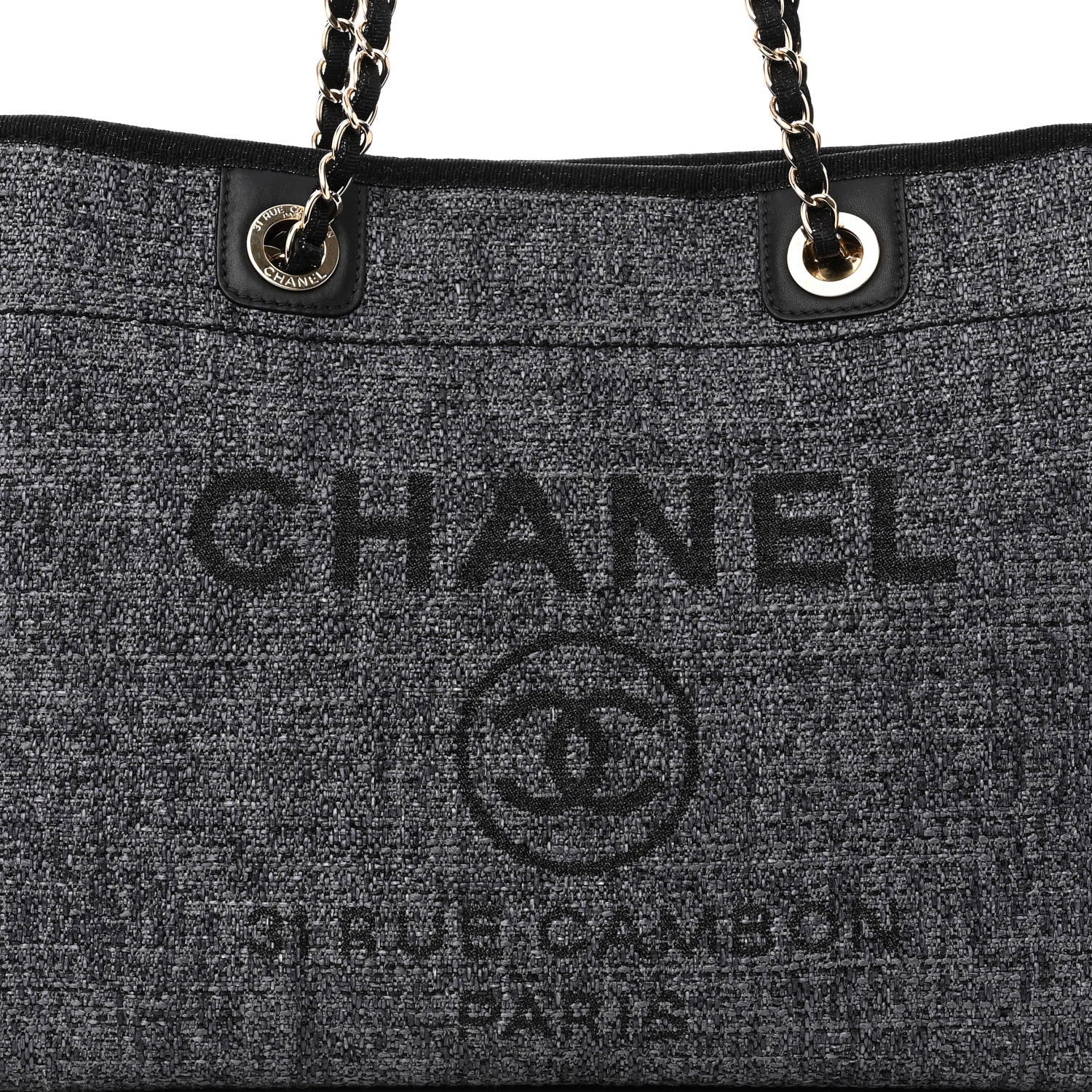 Chanel Lurex Boucle Small Deauville Tote Black 7 of 9