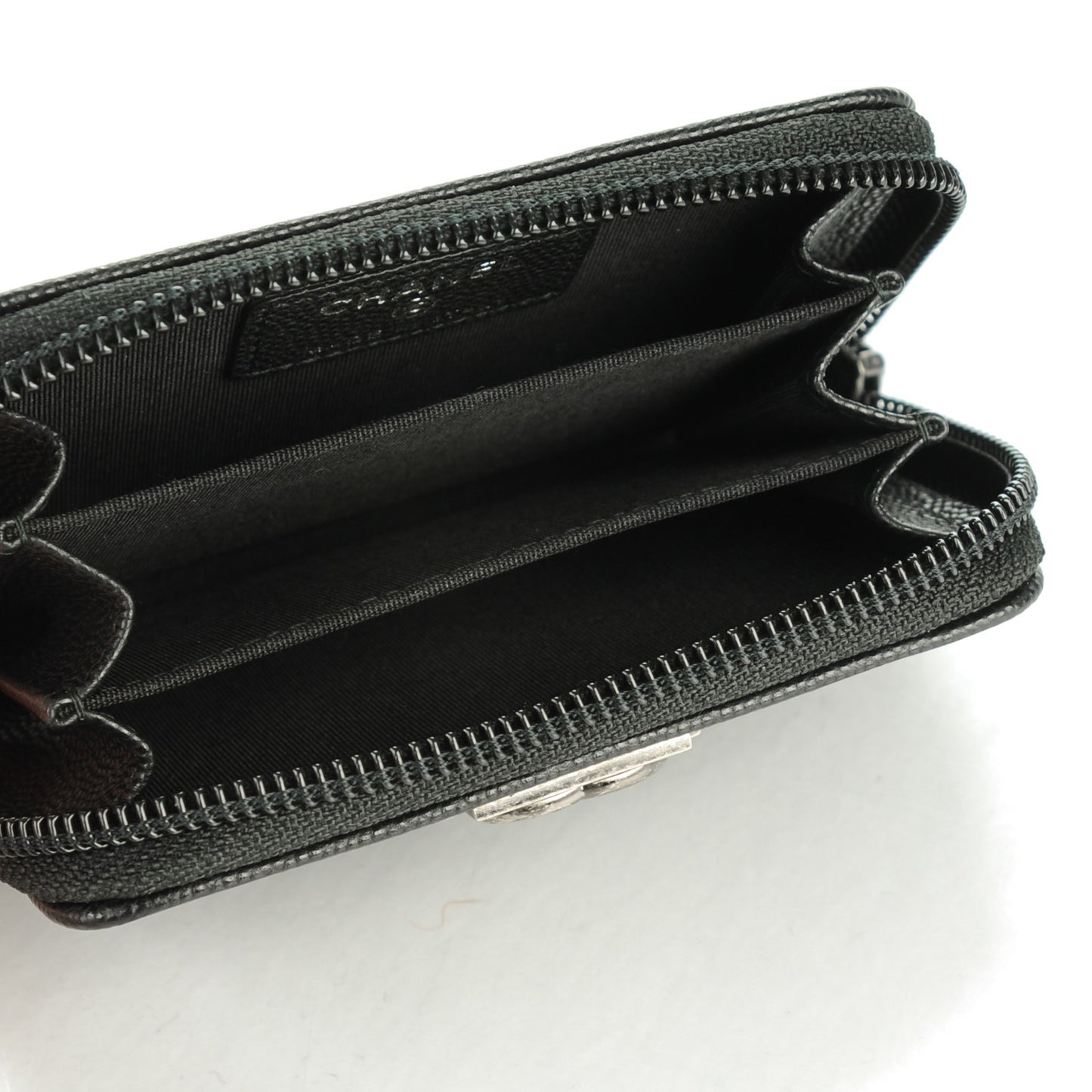 Caviar Quilted Boy Zip Around Coin Purse Wallet Black