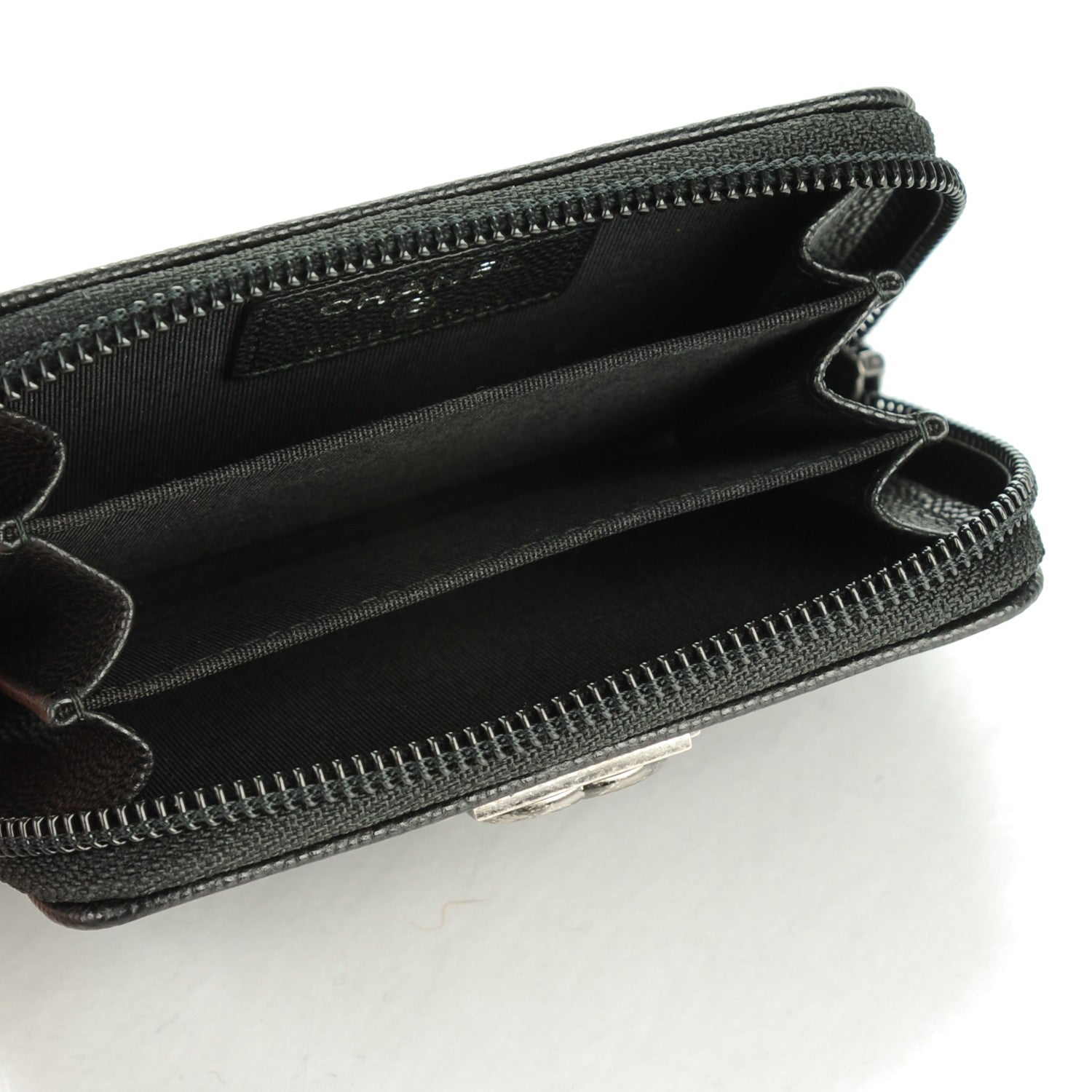 Chanel Caviar Quilted Boy Zip Around Coin Purse Wallet Black 5 of 7