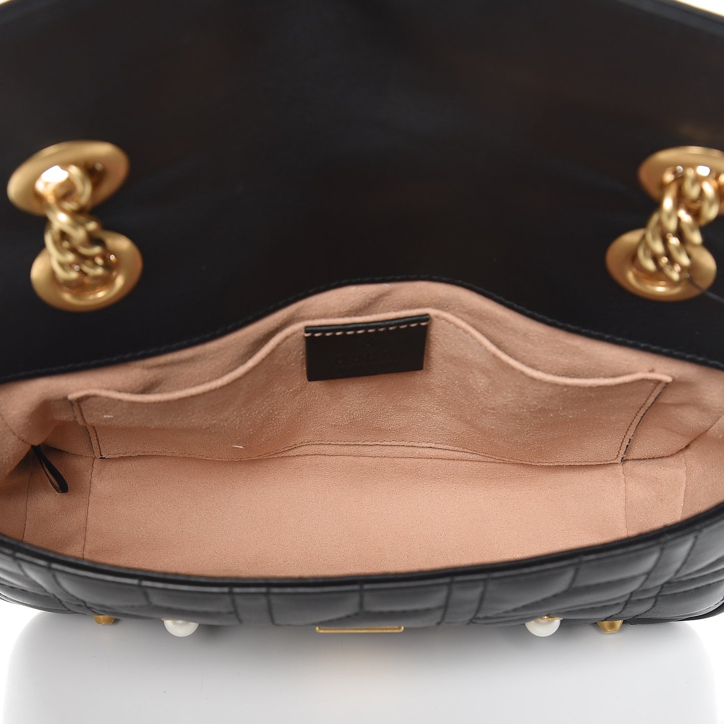 Calfskin Matelasse Studded Mini Pearly GG Marmont Shoulder Bag Black