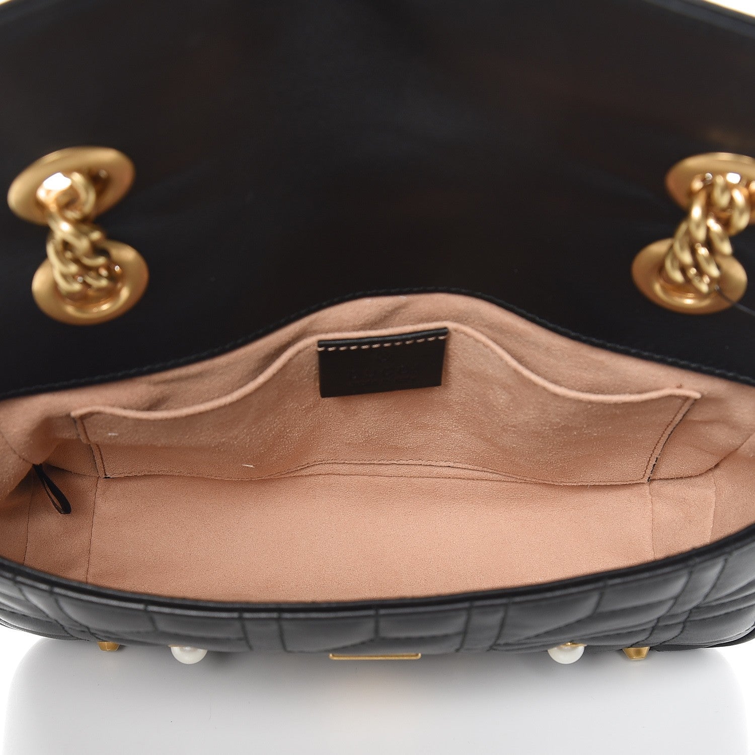 Gucci Calfskin Matelasse Studded Mini Pearly GG Marmont Shoulder Bag Black 5 of 7