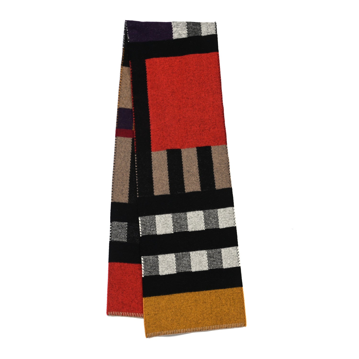 Burberry Wool Cashmere House Check Color Block Scarf Saffron 2 of 4