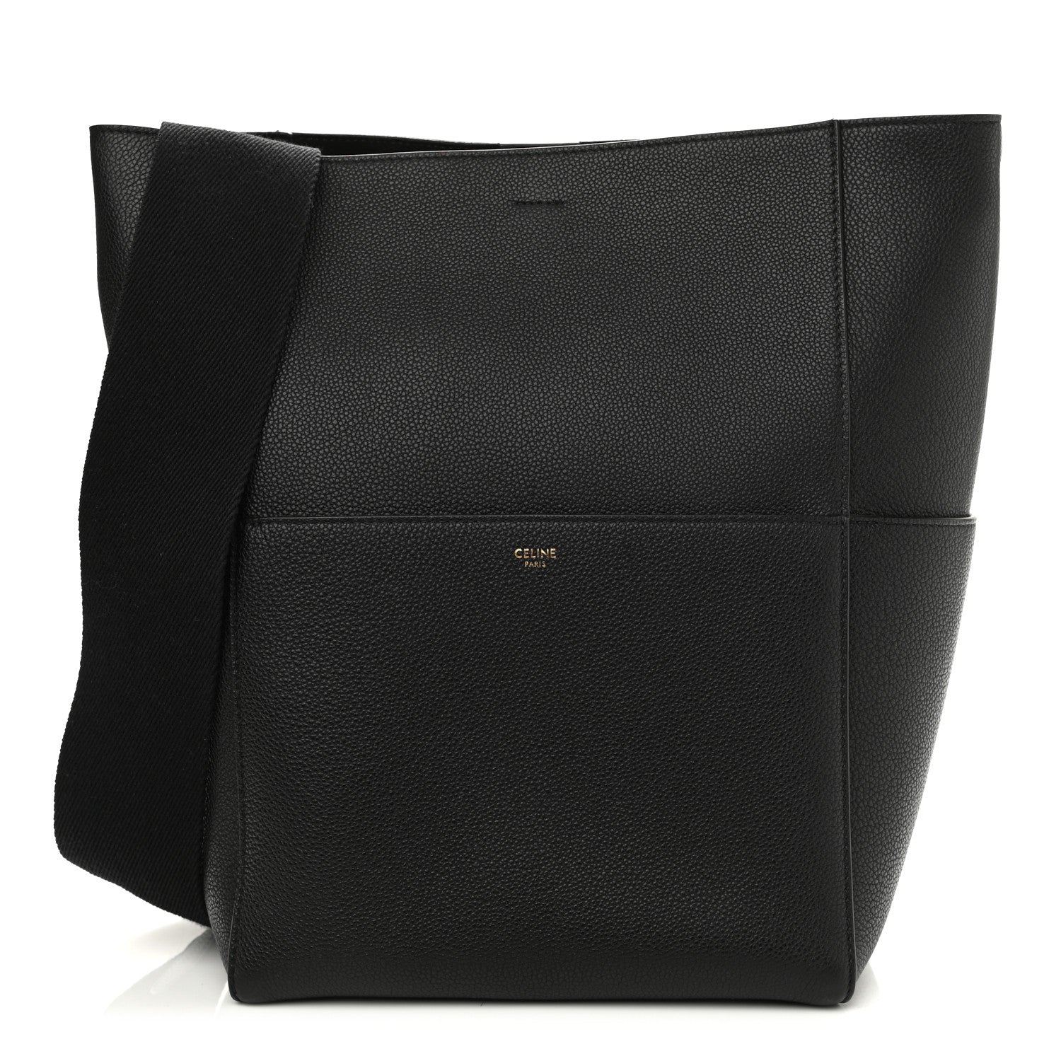 Celine Soft Grained Calfskin Sangle Bucket Bag Black 1 of 12