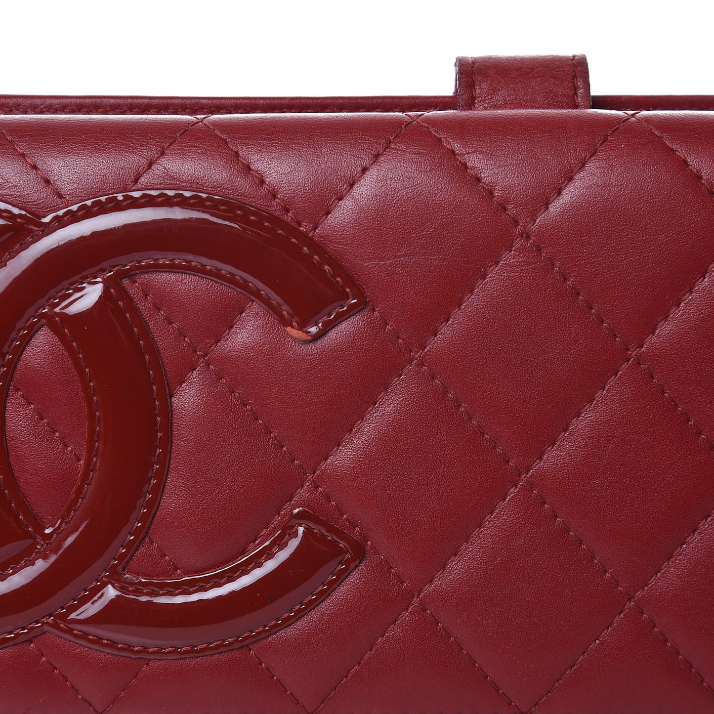 Calfskin Quilted Cambon Long Double Wallet Red