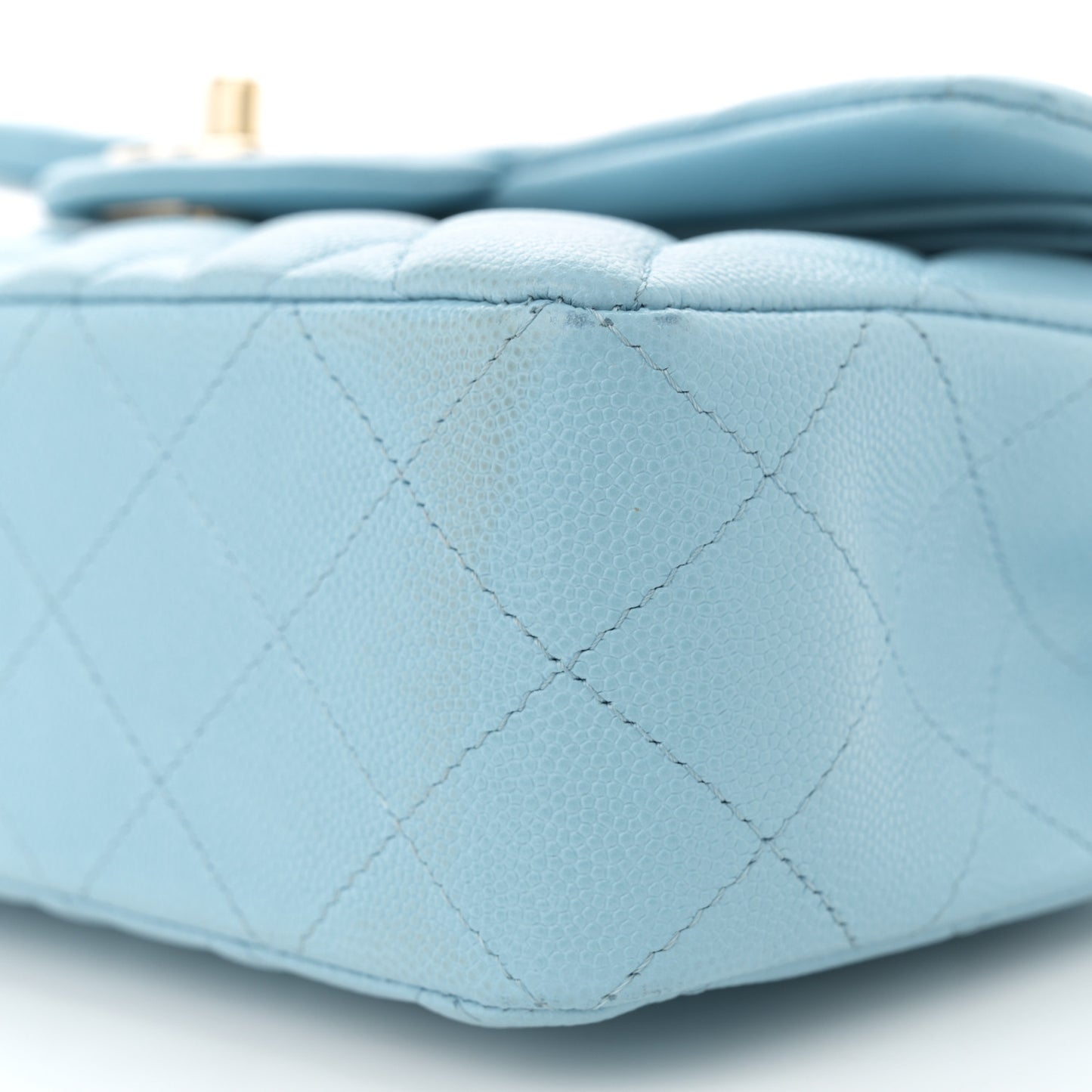 Caviar Quilted Small Double Flap Light Blue