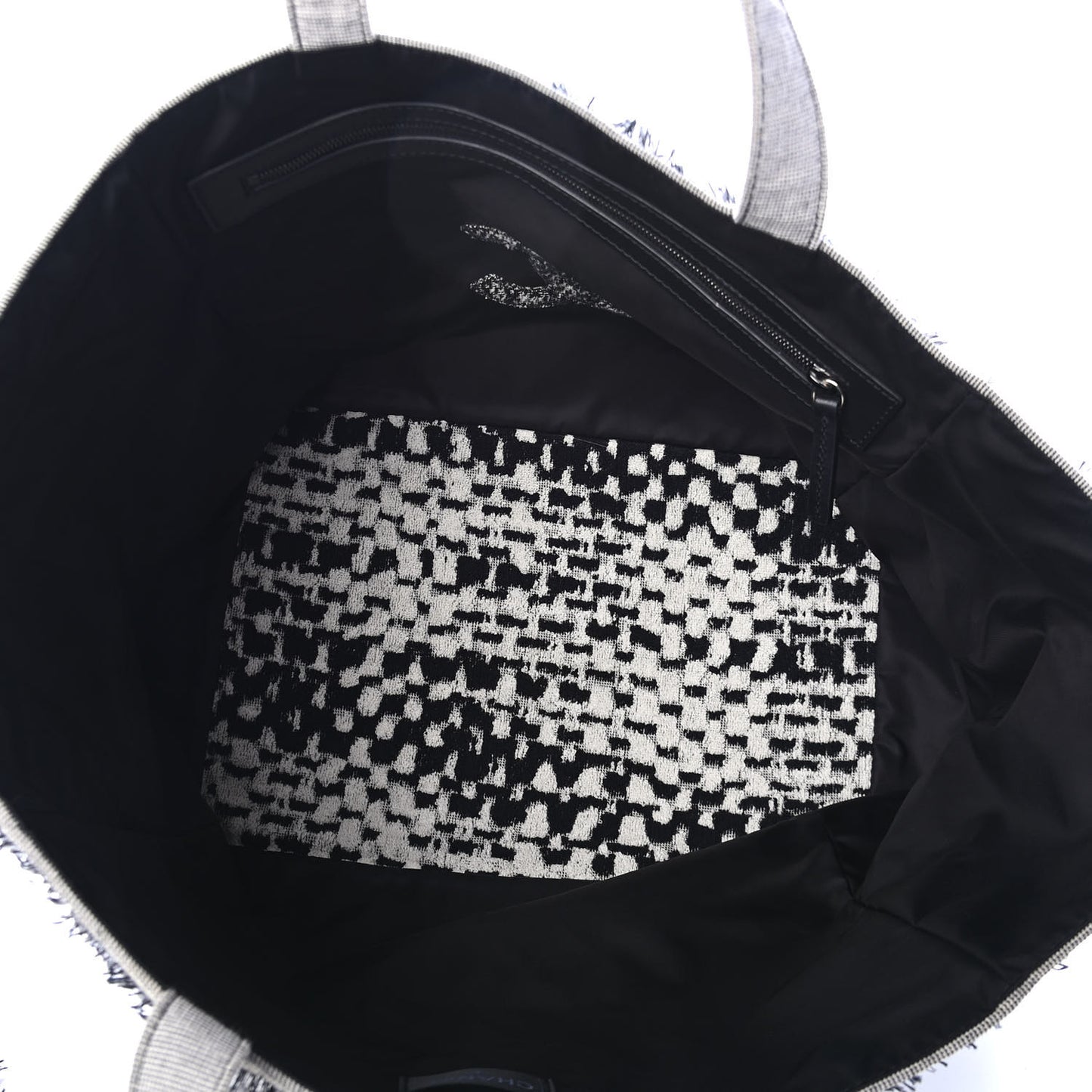 Terry Cotton CC Tweed Tote Black White